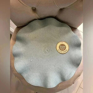 *NEW* Victorian Ruffle 4 pc Soft Blue Round Scalloped Edge Placemats 15 inch